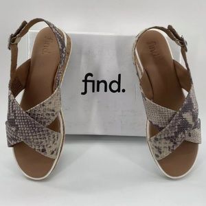 Amazon Brand - find. Women's Crossover Cork Sole Leather, Beige, Size 9.0 MUFw